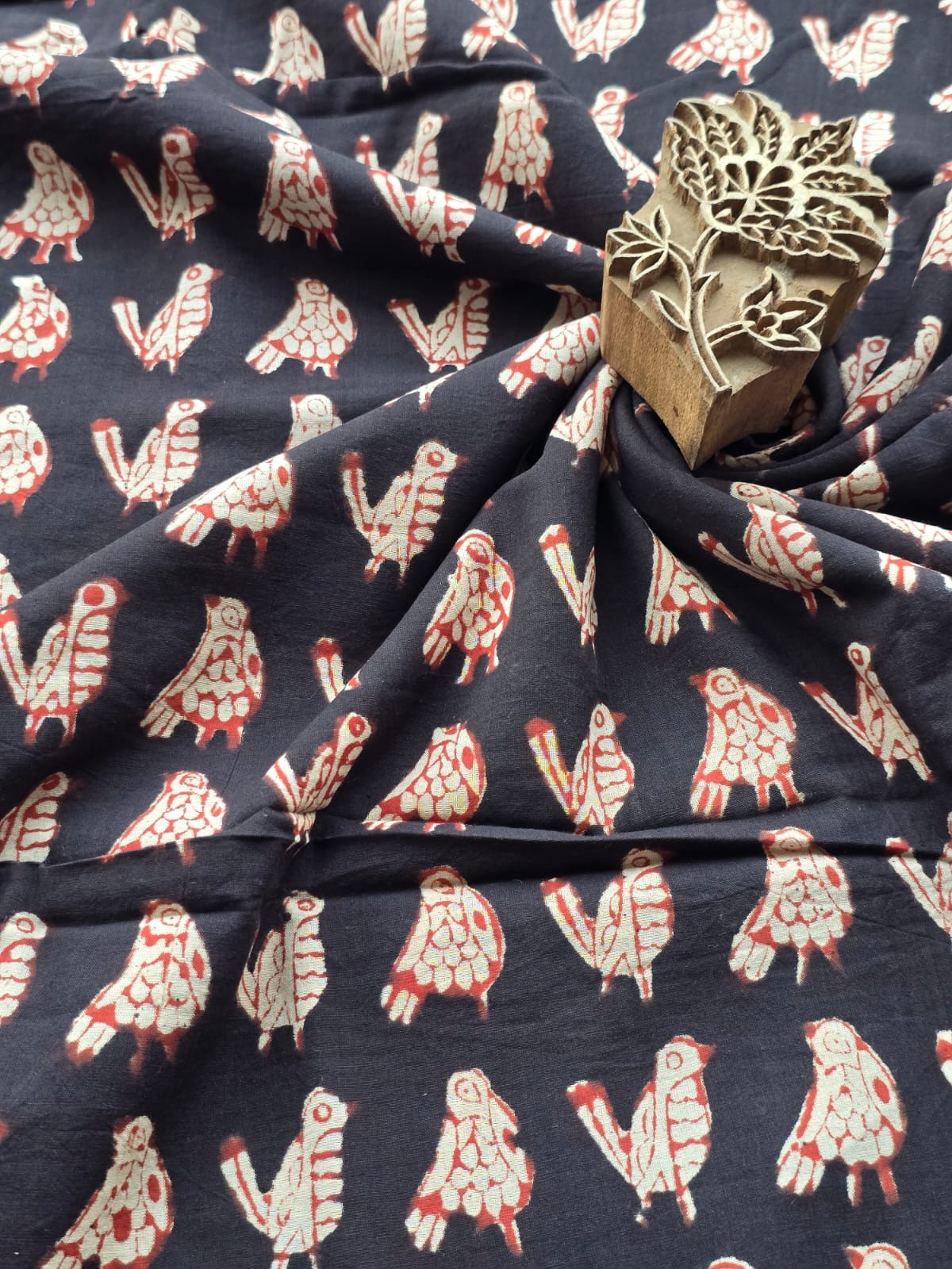 Block print cotton fabric