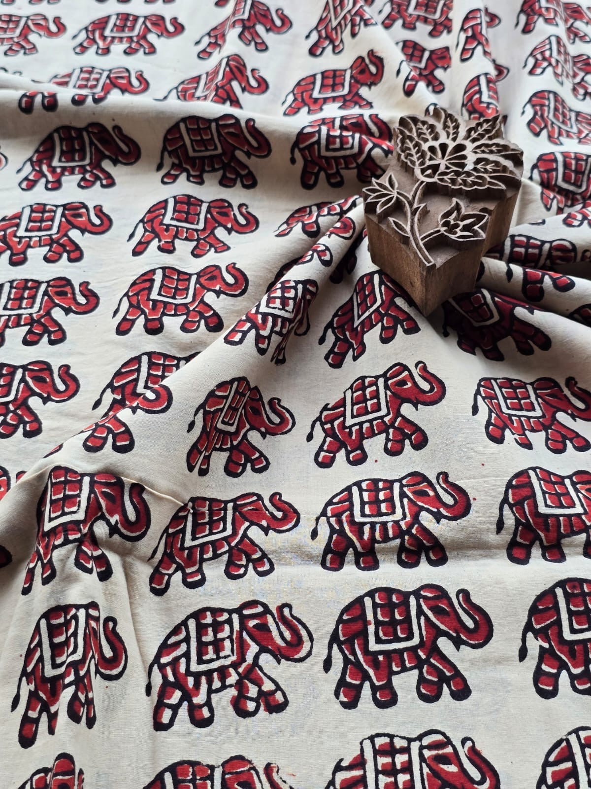Block print cotton fabric