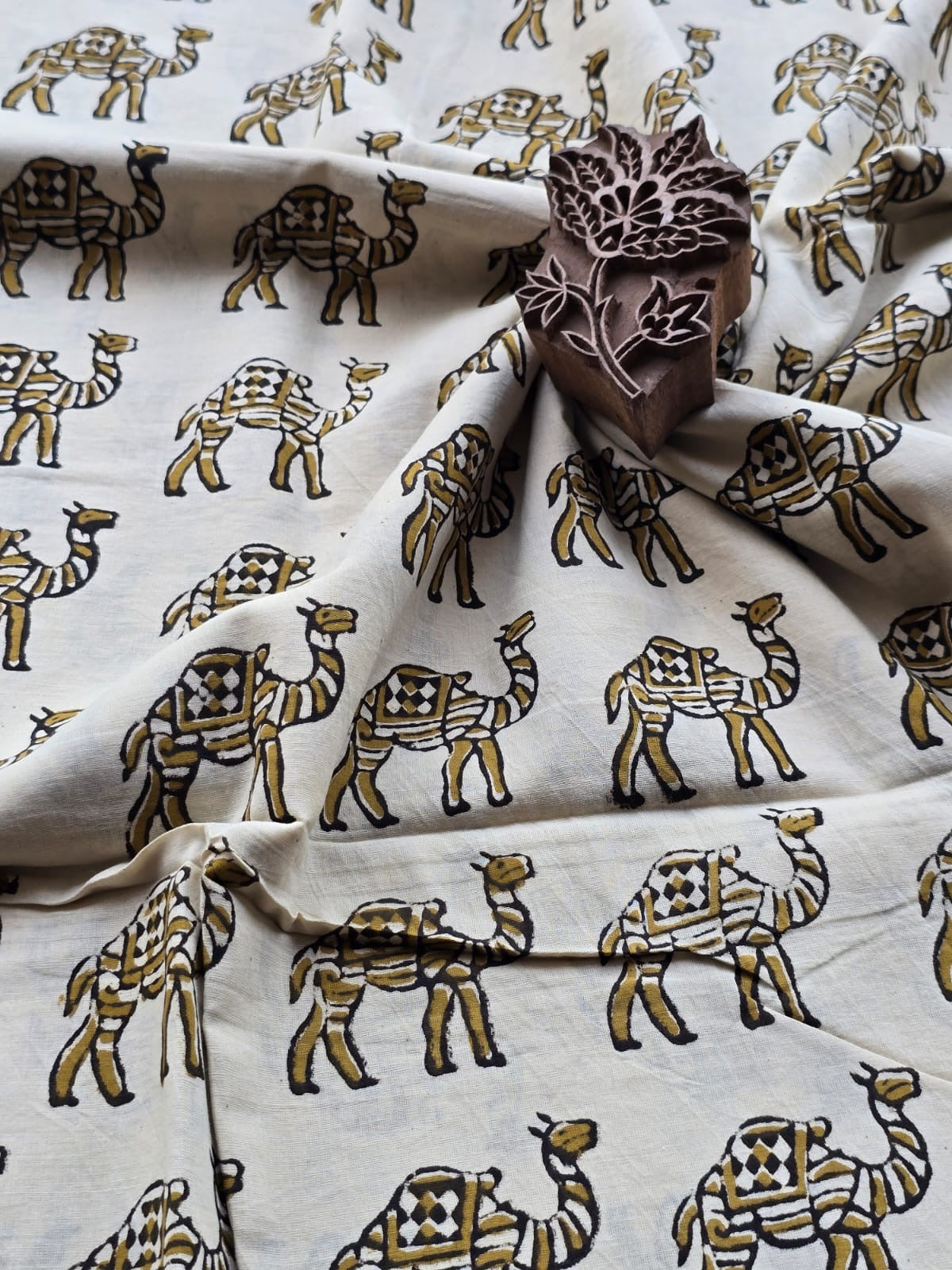 Block print cotton fabric
