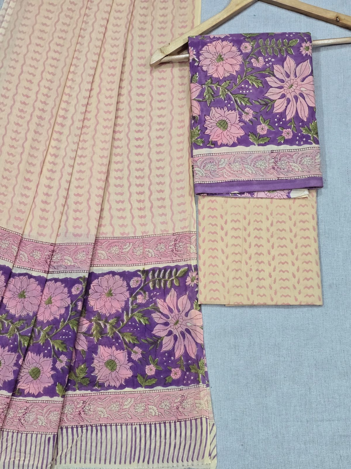 modern cotton suit set with mulmul dupatta
