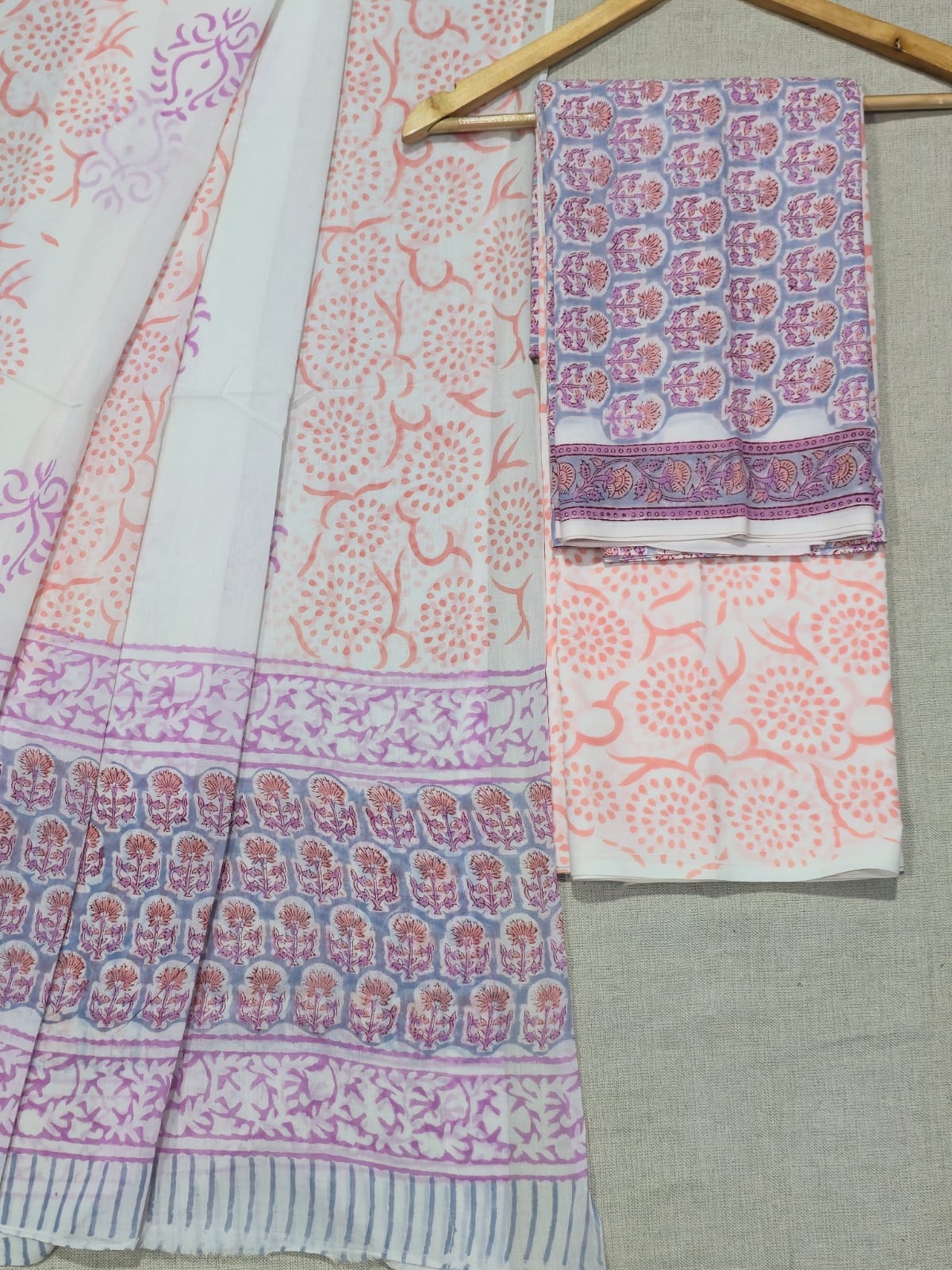elegant ethnic cotton suit set with mulmul dupatta