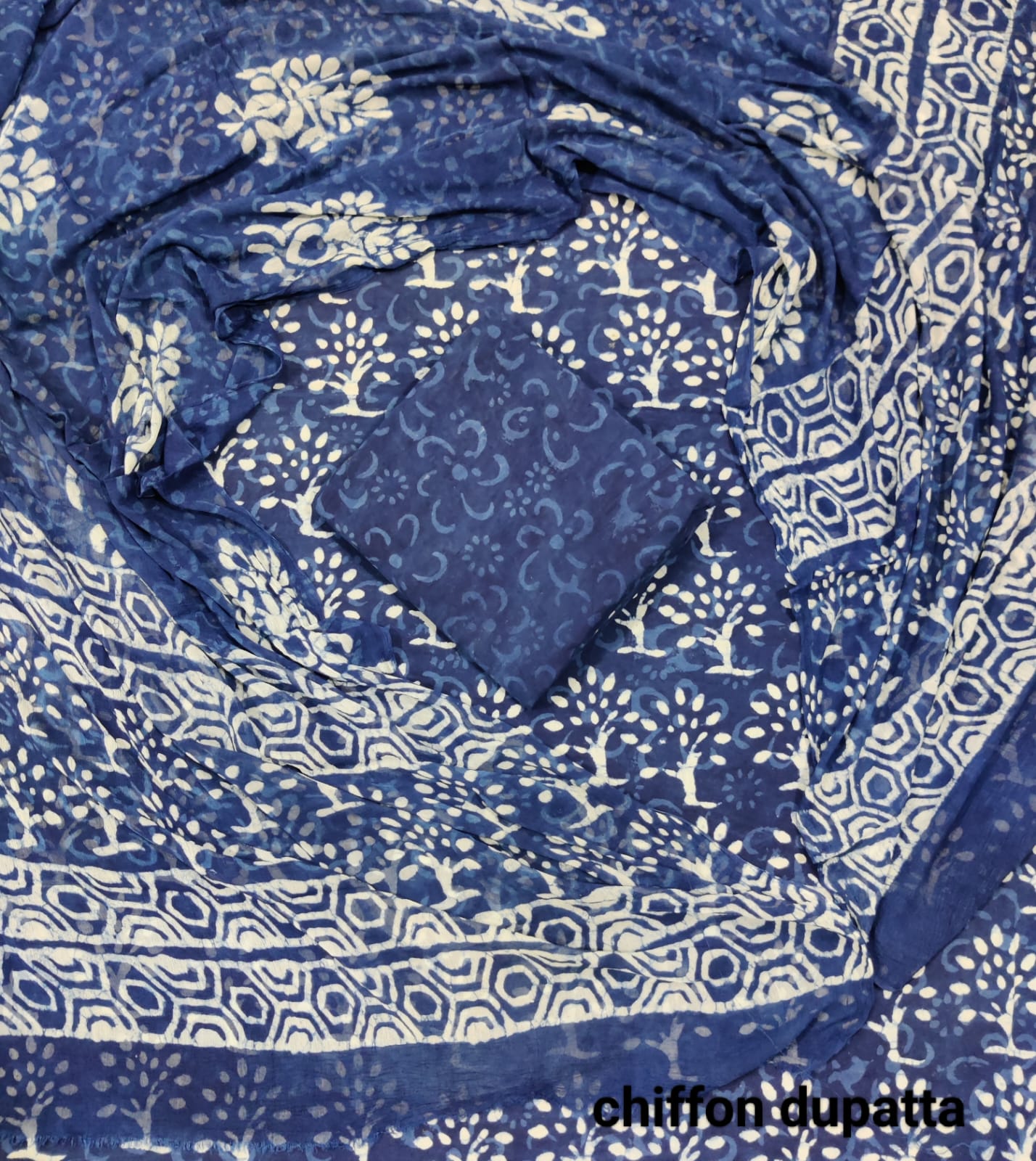 soft touch cotton suit with chiffon dupatta