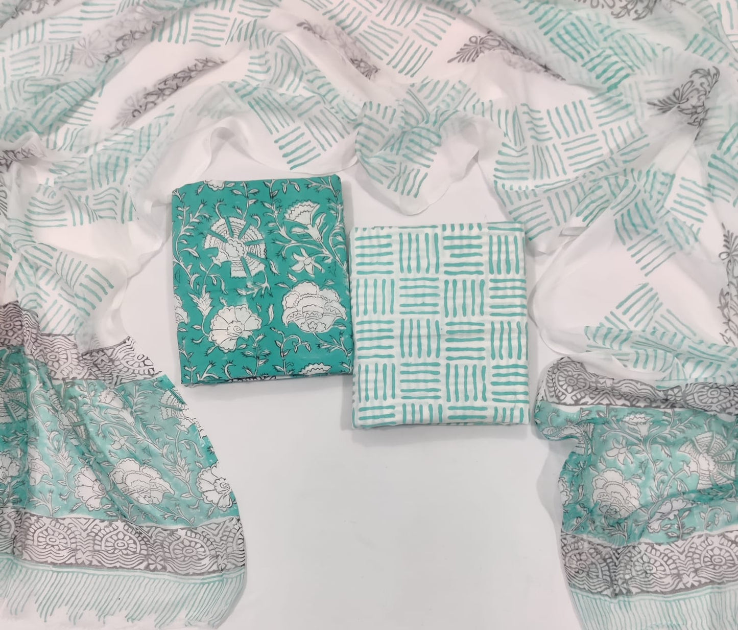 soft fabric cotton suit with chiffon dupatta