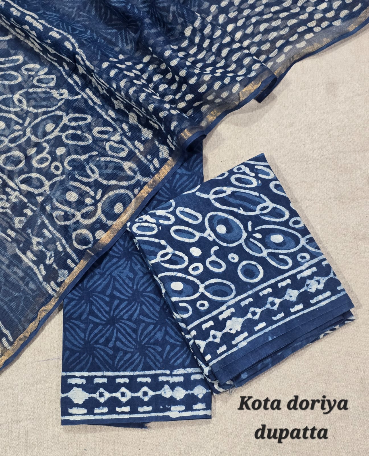 Rajasthani Handcrafted Pure Cotton Suit with Kota Cotton Dupatta – Green Classic Fit