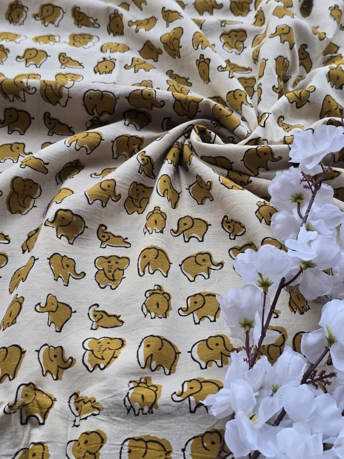 Block print cotton fabric