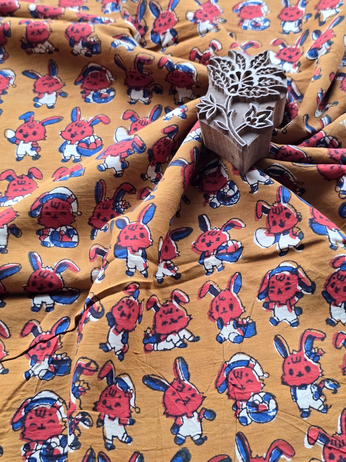 Block print cotton fabric
