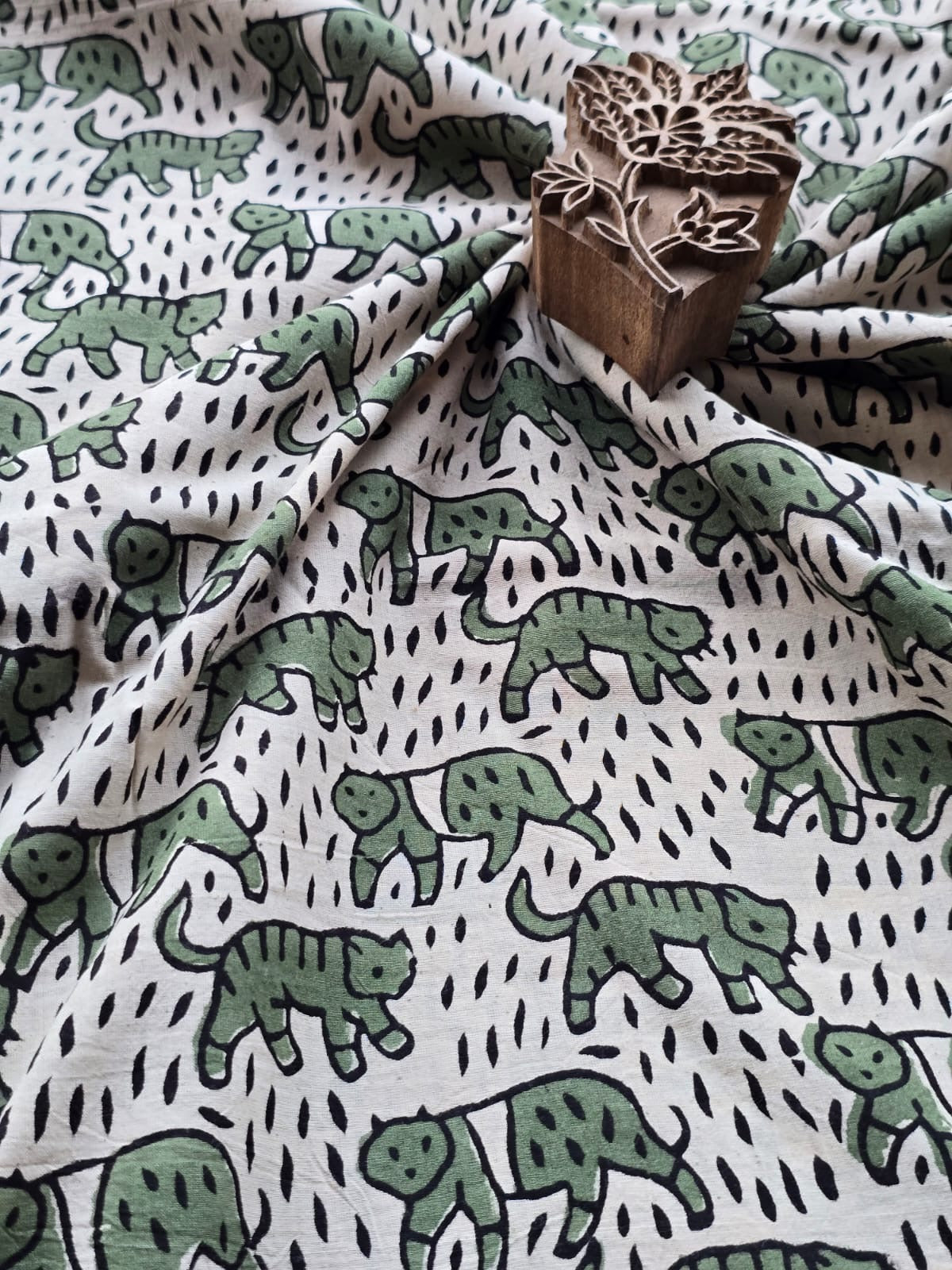 Block print cotton fabric