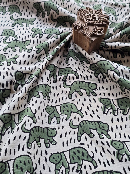 Block print cotton fabric