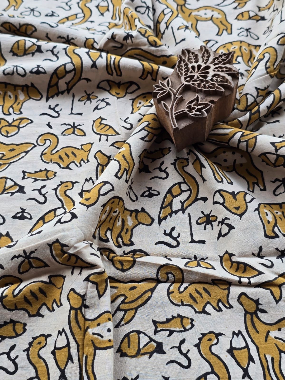 Block print cotton fabric