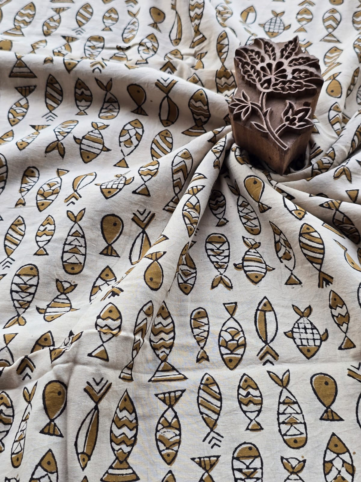 Block print cotton fabric