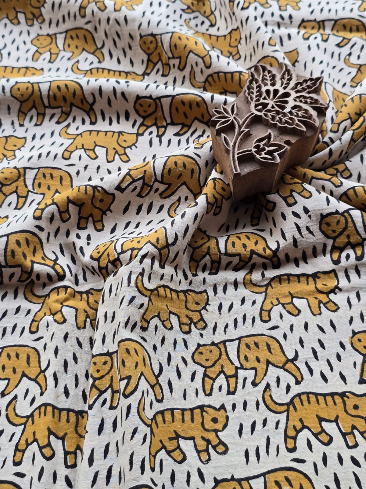 Block print cotton fabric