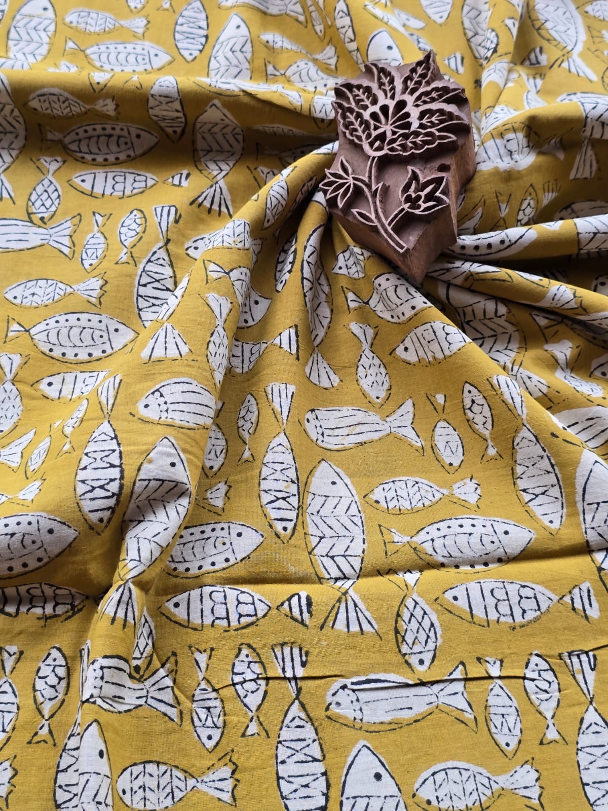Block print cotton fabric