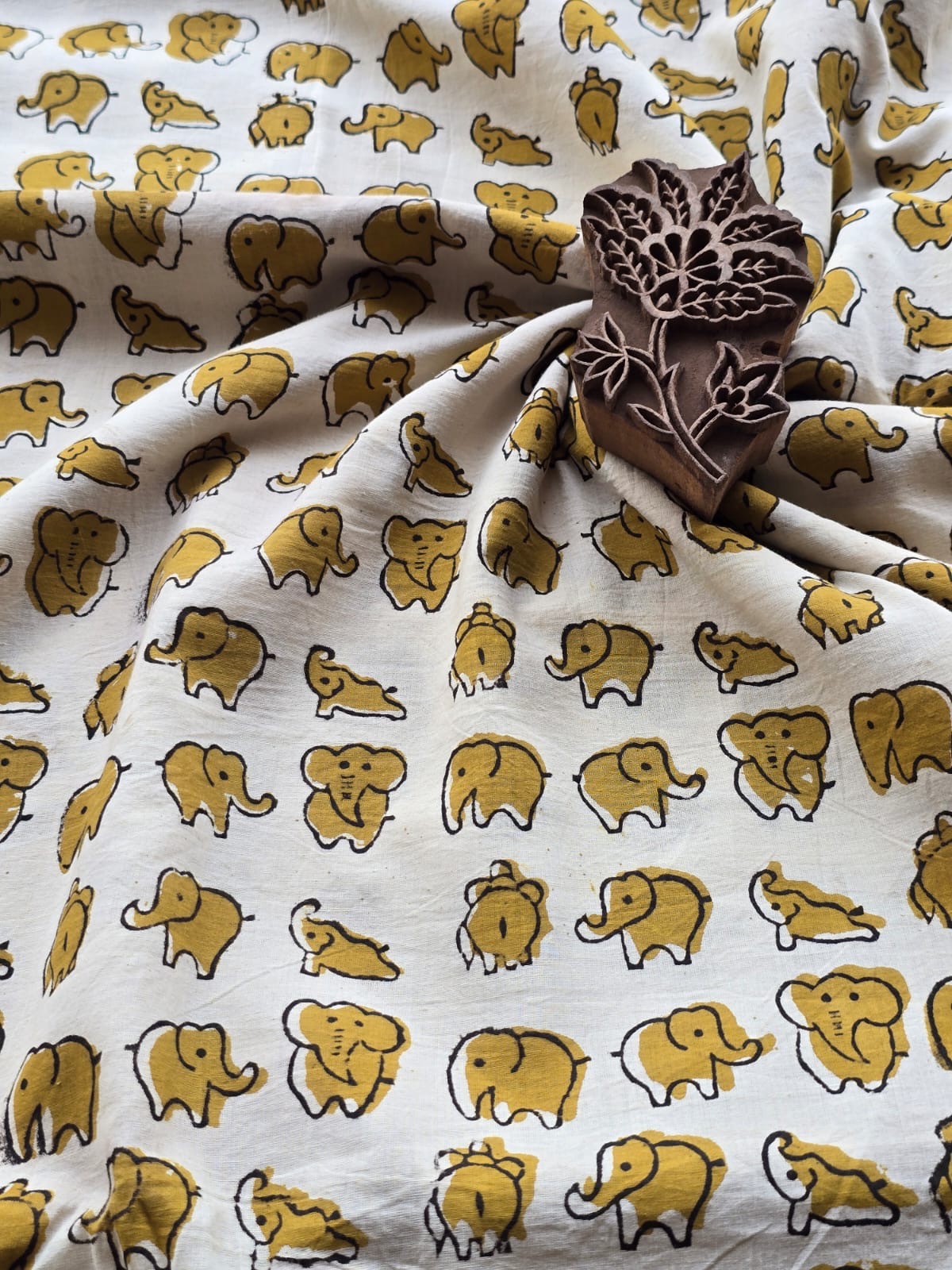 Block print cotton fabric