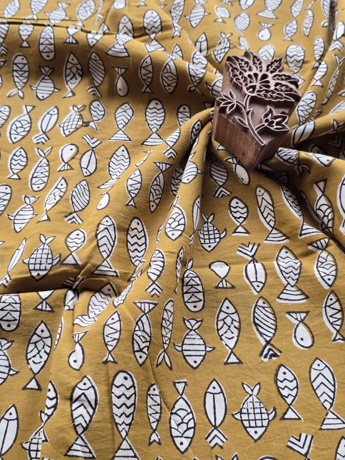 Block print cotton fabric