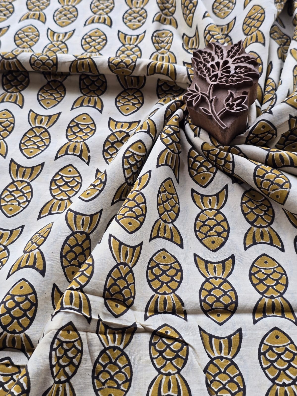Block print cotton fabric