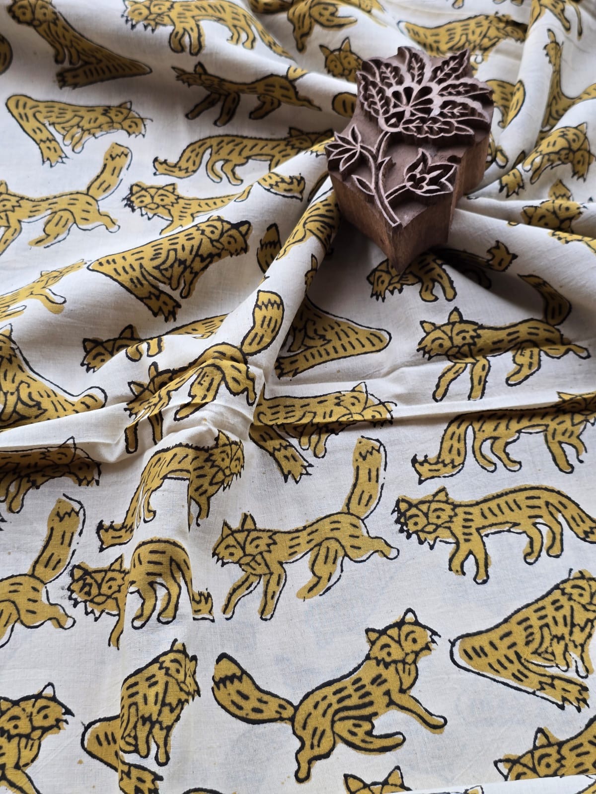 Block print cotton fabric