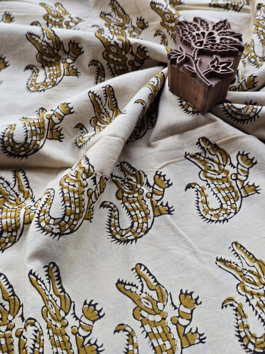 Block print cotton fabric