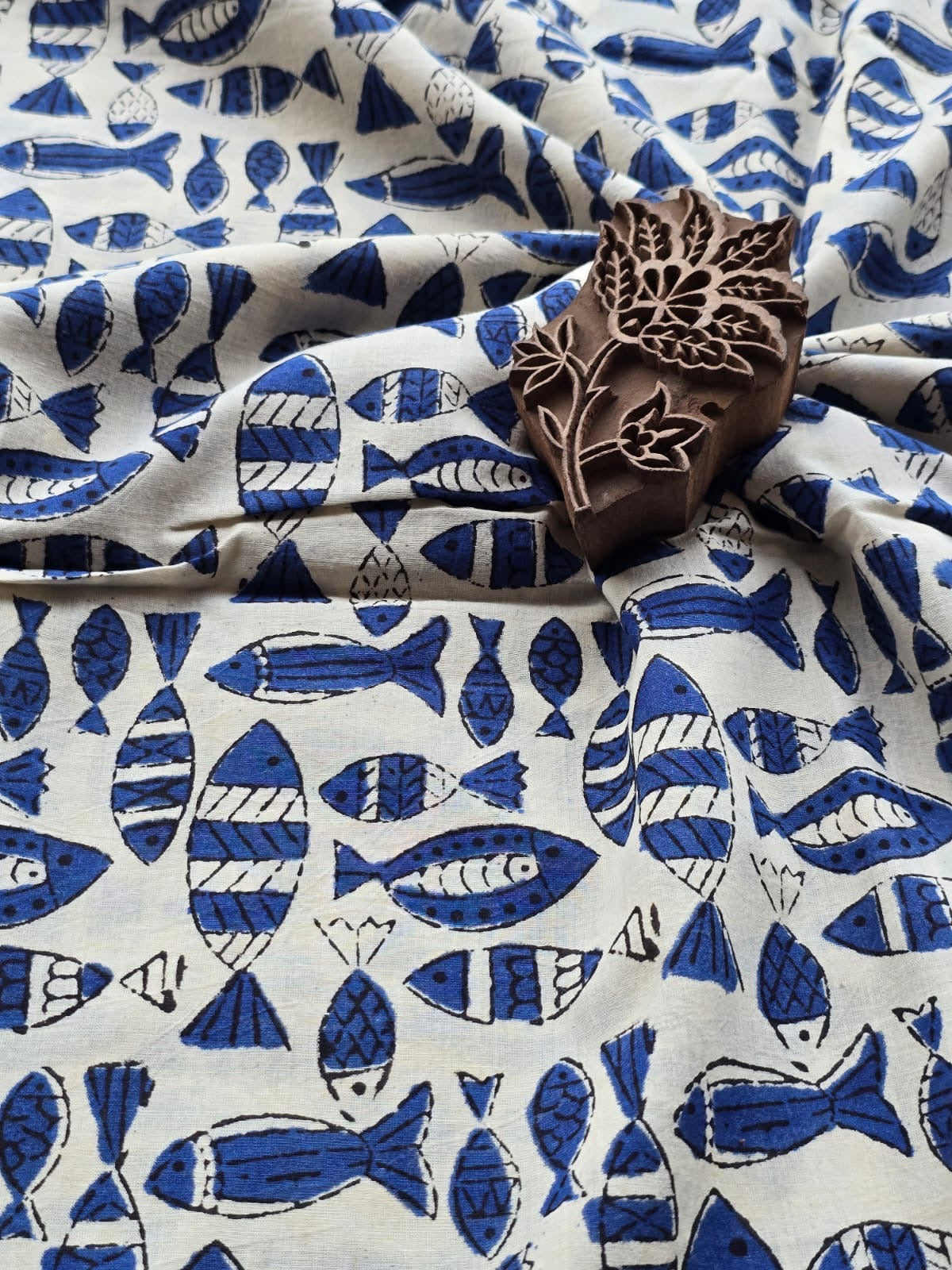 Block print cotton fabric