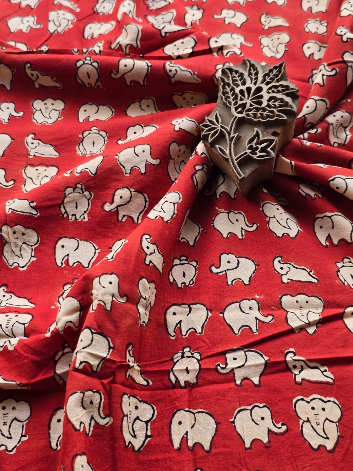 Block print cotton fabric