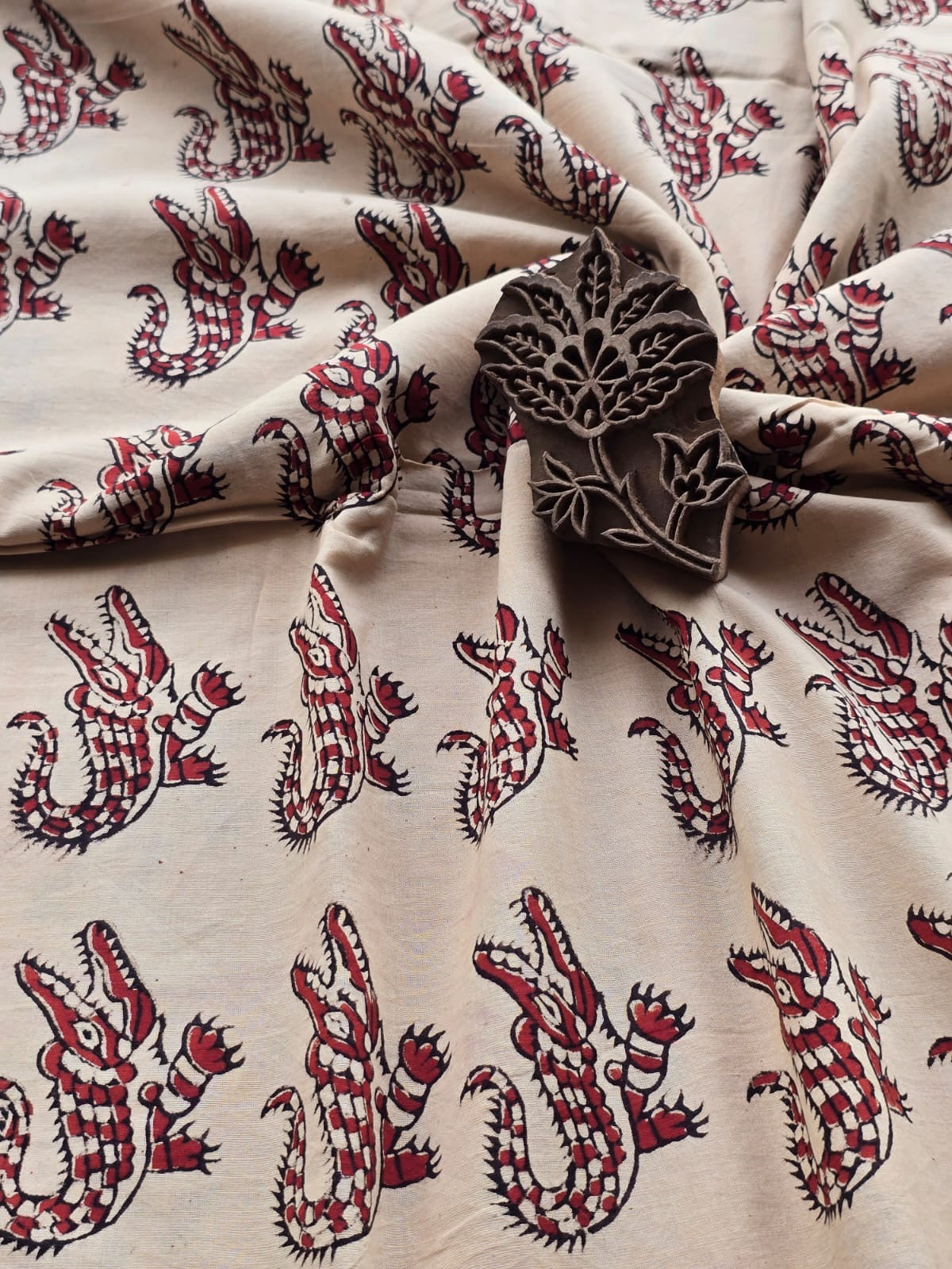 Block print cotton fabric