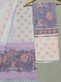 Hand Block Printed Unstitched Cotton Suit Set WIth Cotton Dupatta