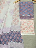 Hand Block Printed Unstitched Cotton Suit Set WIth Cotton Dupatta