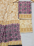 Hand Block Printed Unstitched Cotton Suit Set WIth Cotton Dupatta