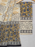 Hand Block Printed Unstitched Cotton Suit Set WIth Cotton Dupatta