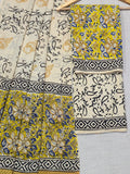 Hand Block Printed Unstitched Cotton Suit Set WIth Cotton Dupatta