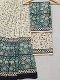 Hand Block Printed Unstitched Cotton Suit Set WIth Cotton Dupatta
