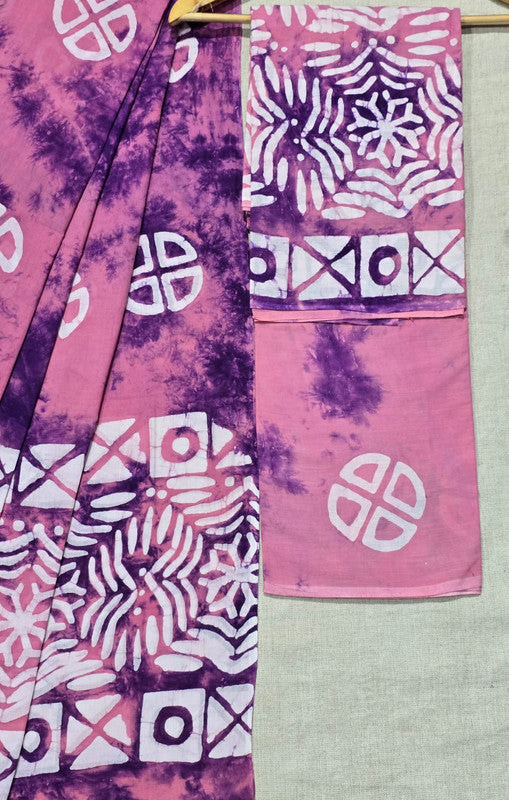 Hand Block Printed Unstitched Cotton Suit Set WIth Cotton Dupatta