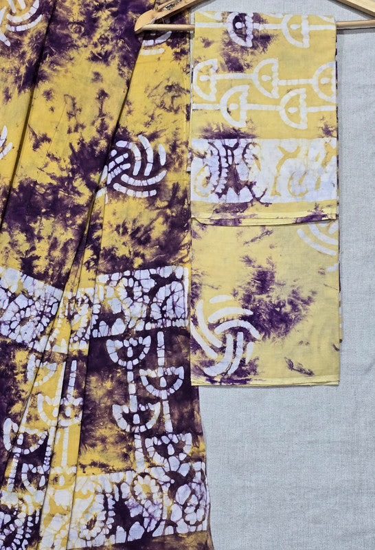 Hand Block Printed Unstitched Cotton Suit Set WIth Cotton Dupatta