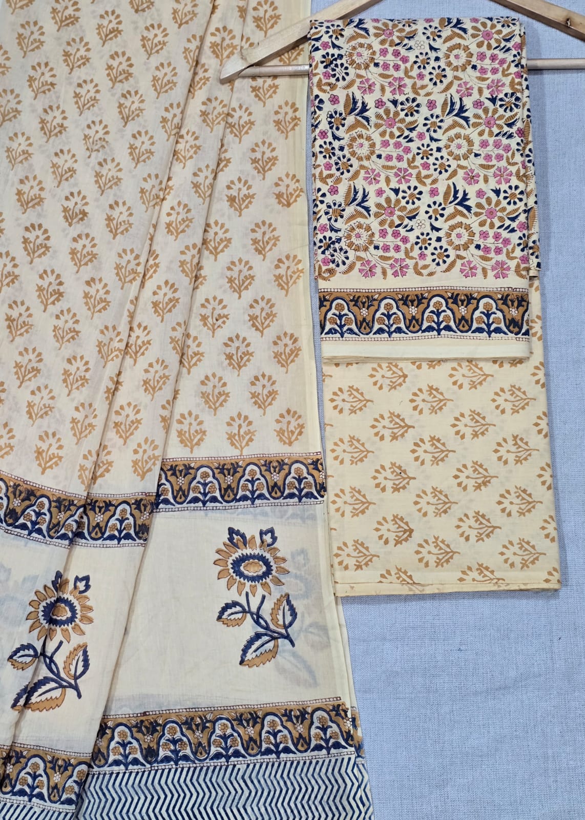lightweight printed cotton suit with mulmul dupatta