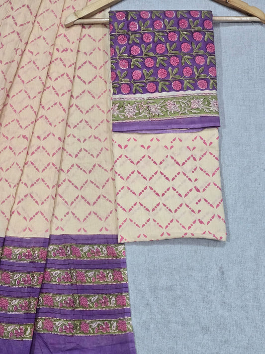 simple & stylish cotton suit with mulmul dupatta