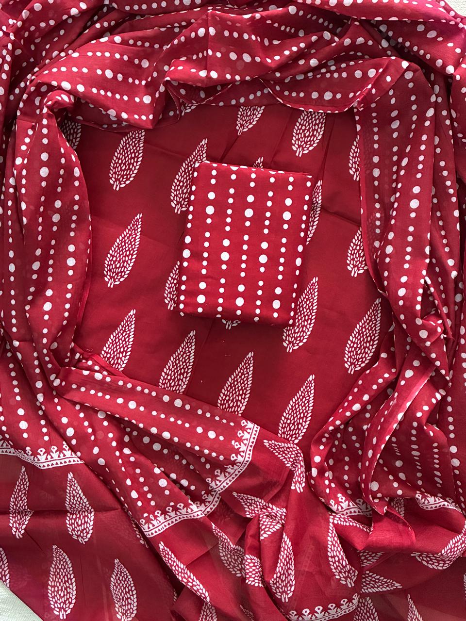 premium ethnic cotton suit with mulmul dupatta