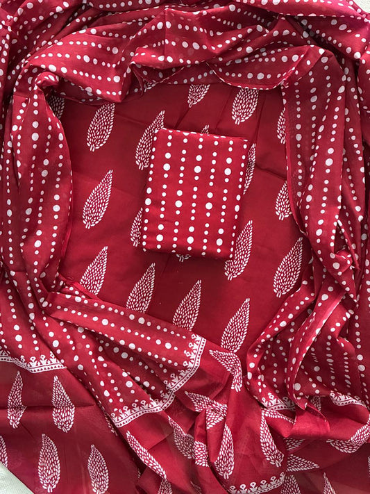 premium ethnic cotton suit with mulmul dupatta