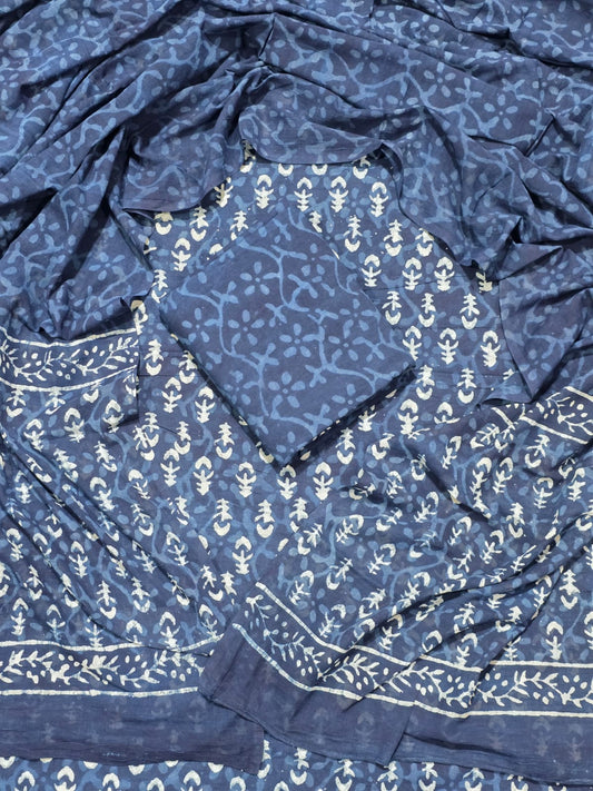 daily wear printed cotton suit with mulmul dupatta