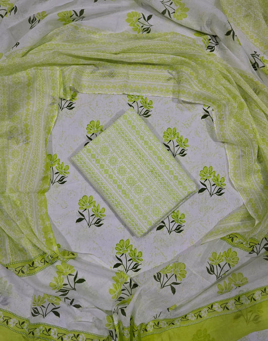 stylish printed cotton suit with mulmul dupatta