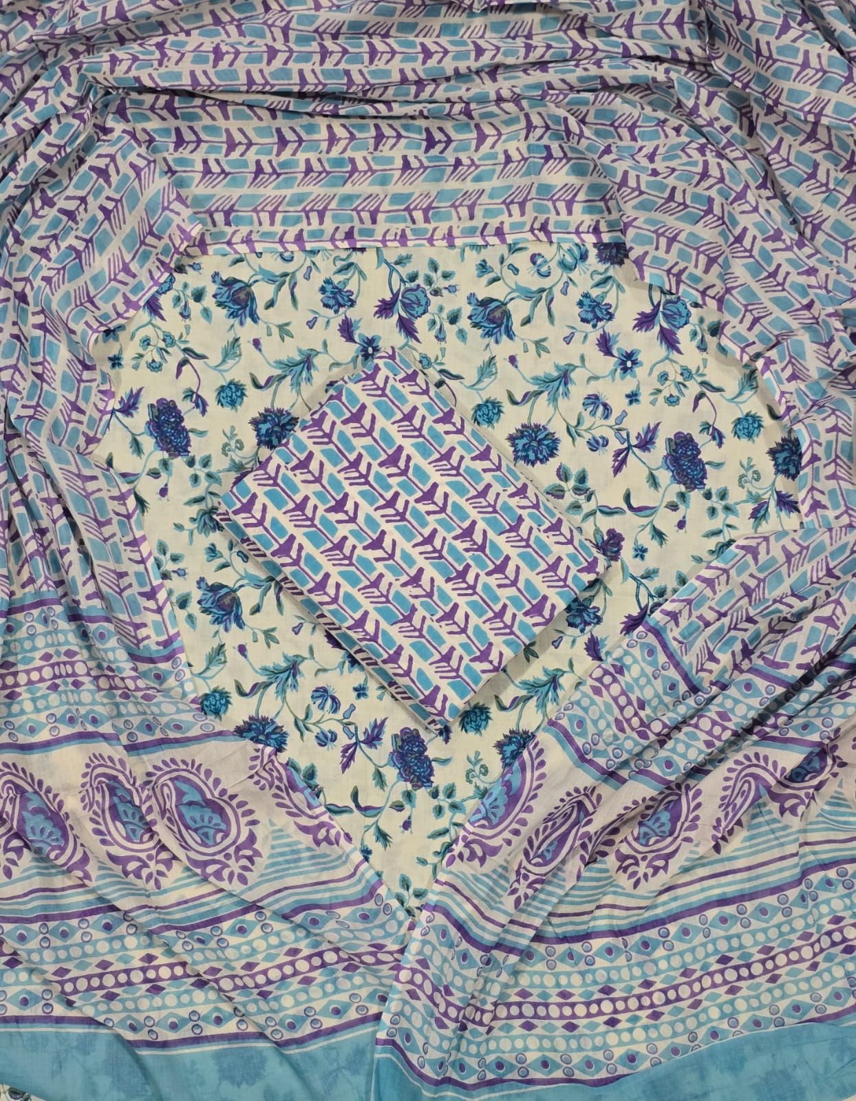 comfortable cotton suit set with mulmul dupatta