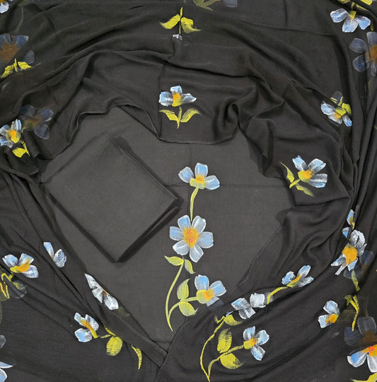 simple & stylish cotton suit with chiffon dupatta