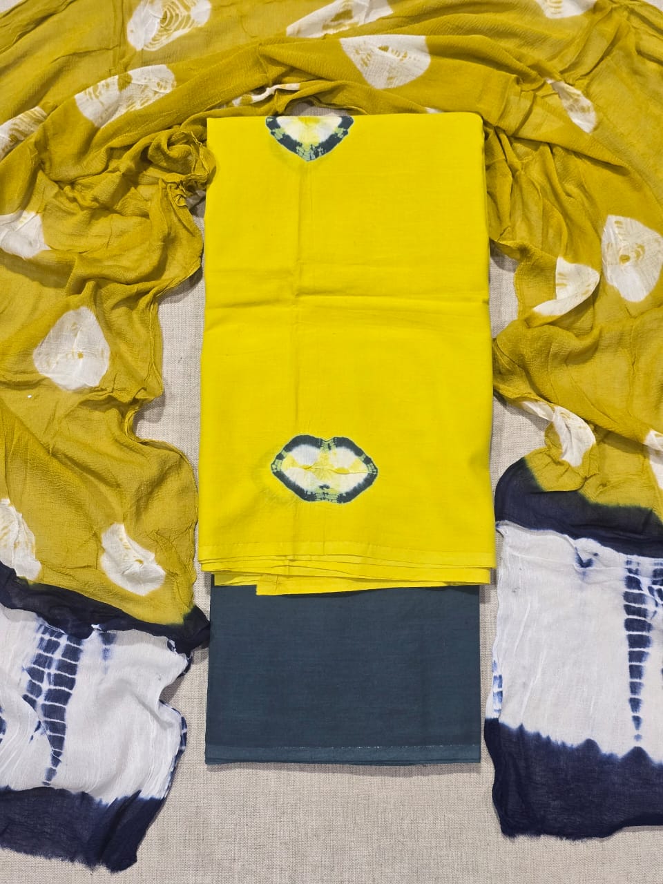 premium ethnic cotton suit with chiffon dupatta