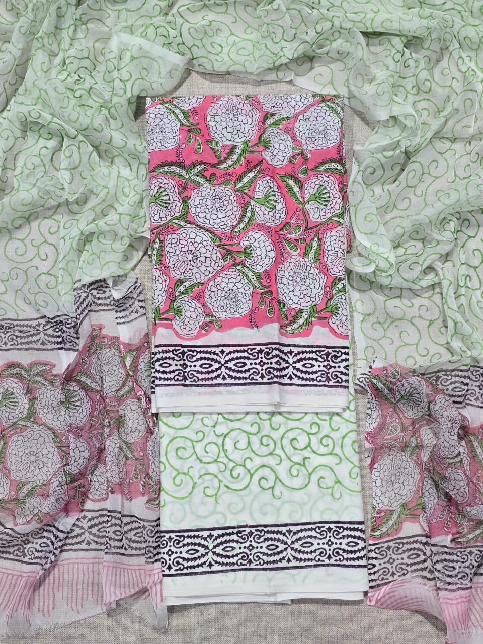 comfortable cotton suit with chiffon dupatta