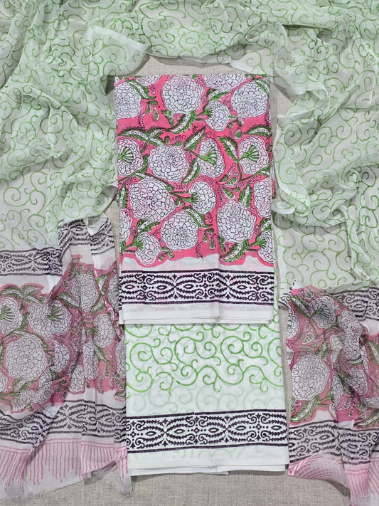 comfortable cotton suit with chiffon dupatta