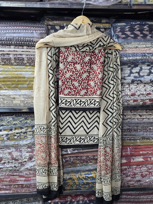 summer breeze cotton suit with chiffon dupatta