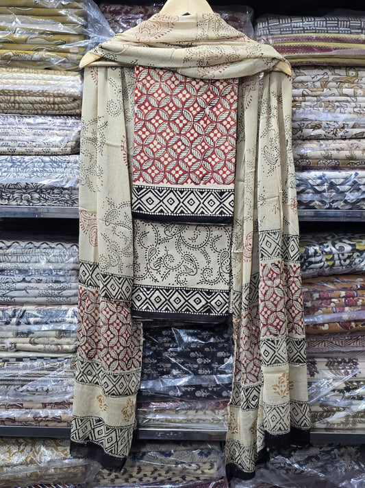 elegant cotton suit with chiffon dupatta