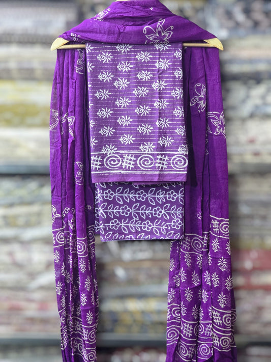 stylish cotton suit with chiffon dupatta