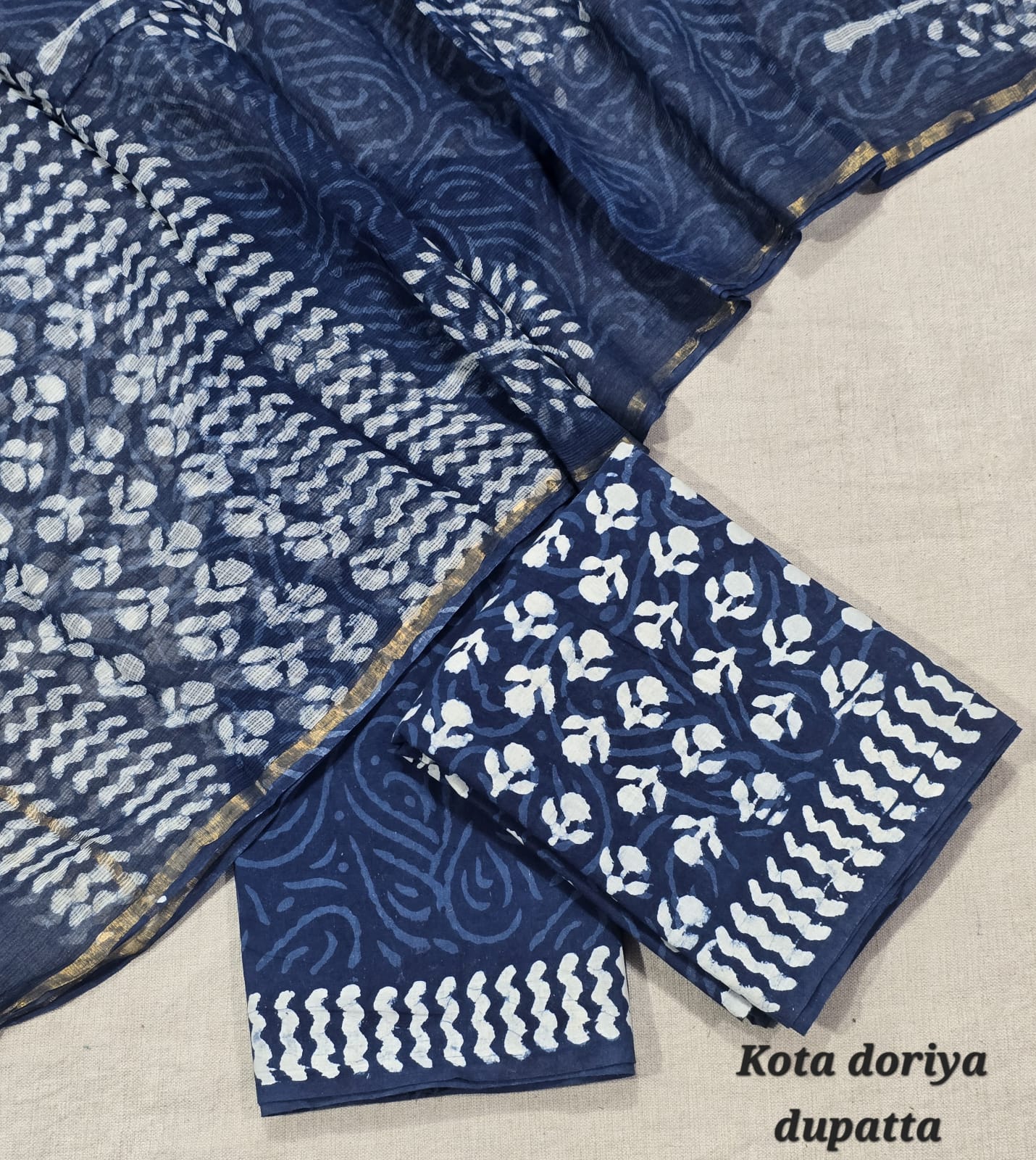 Vintage Block Print Pure Cotton Suit with Kota Cotton Dupatta – Pink Casual Wear