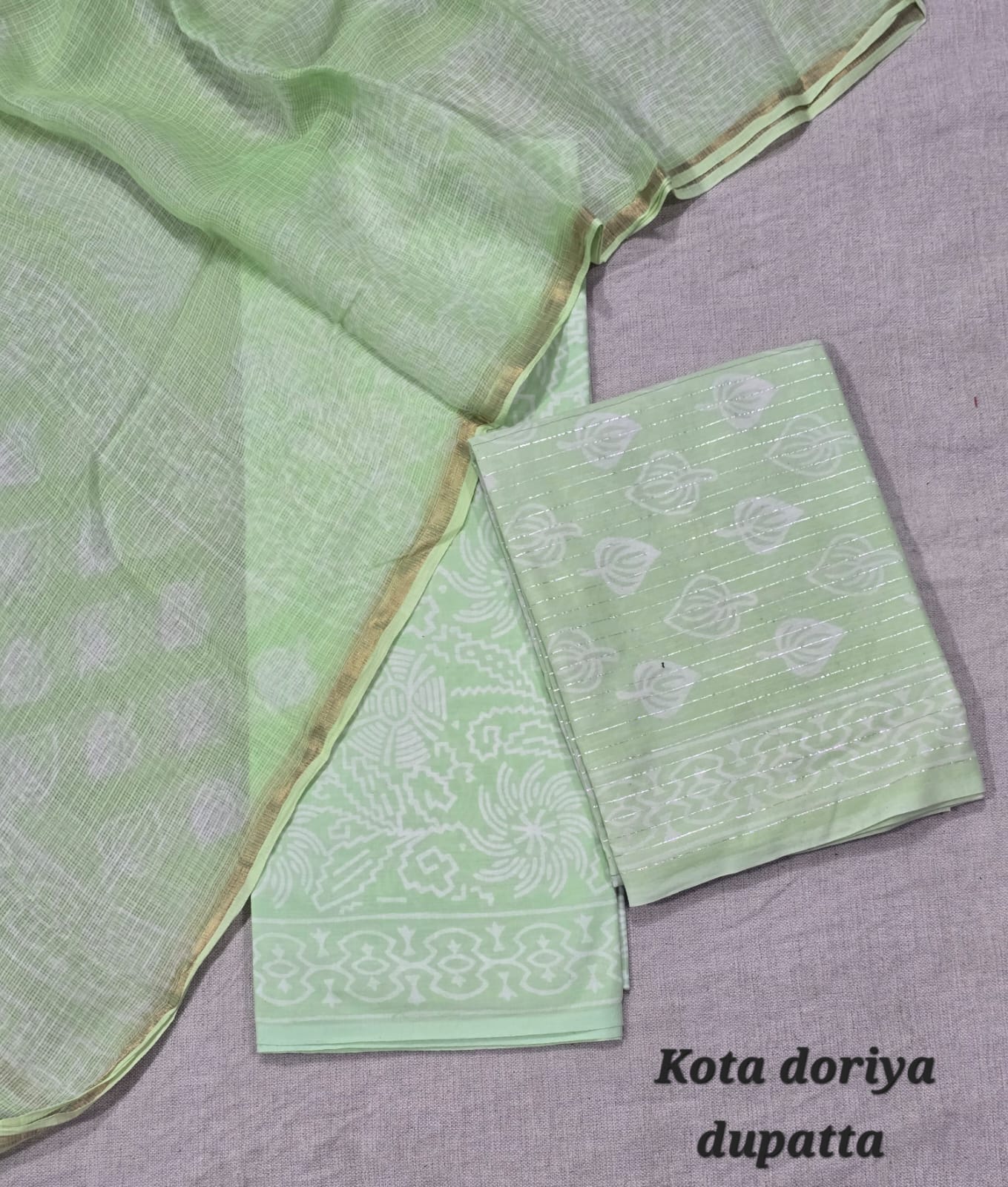 Vintage Block Print Pure Cotton Suit with Kota Cotton Dupatta – Pink Festive Wear